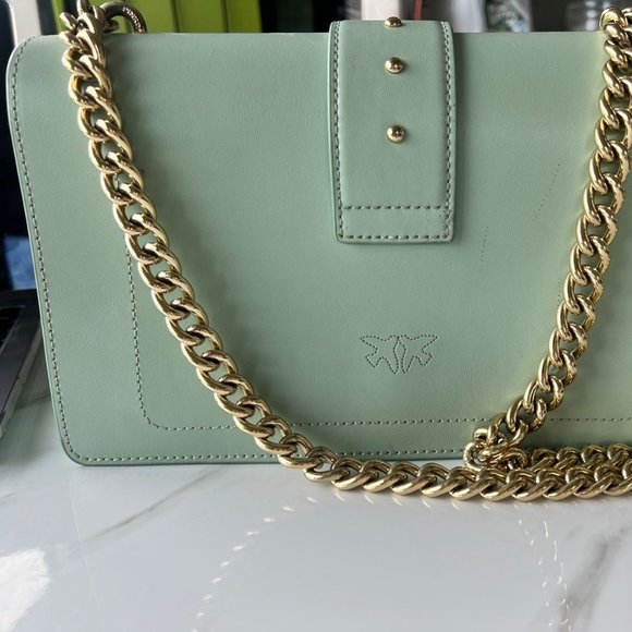 PINKO Classic Love One Bag Leather Mint-Green Limited Edition - Picture 3 of 6